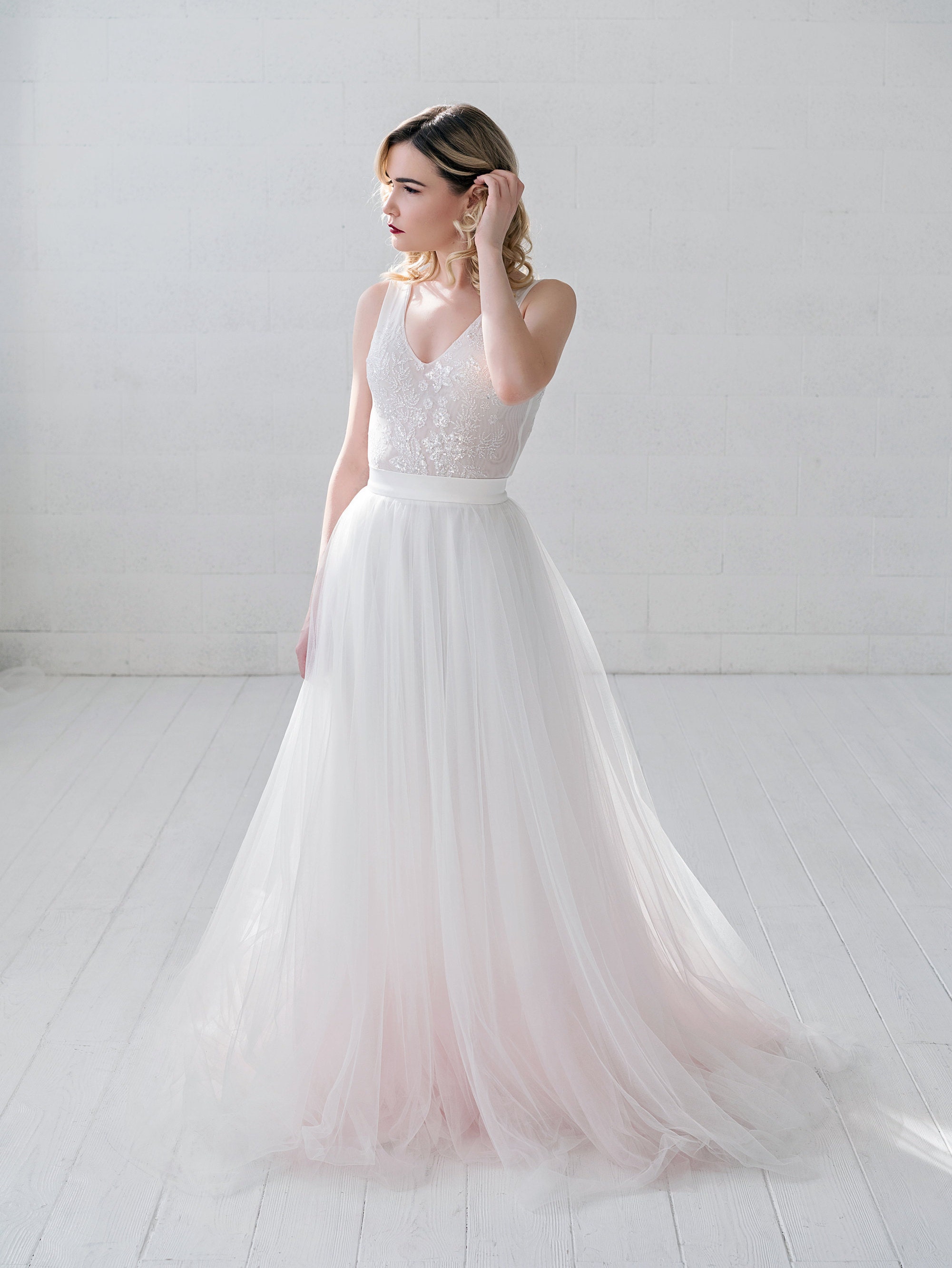 Subtle Dip Dye Wedding Dress Picture