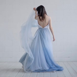 Nora ombre bridal skirt / tulle wedding skirt / tulle bridal skirt / dusty blue bridal skirt / custom ombre dyed tulle floor length skirt image 8