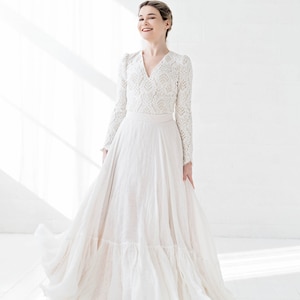 Olivia - cotton and linen wedding dress / rustic wedding dress / barn wedding dress / country bride / linen bridal down / eco wedding dress image 3