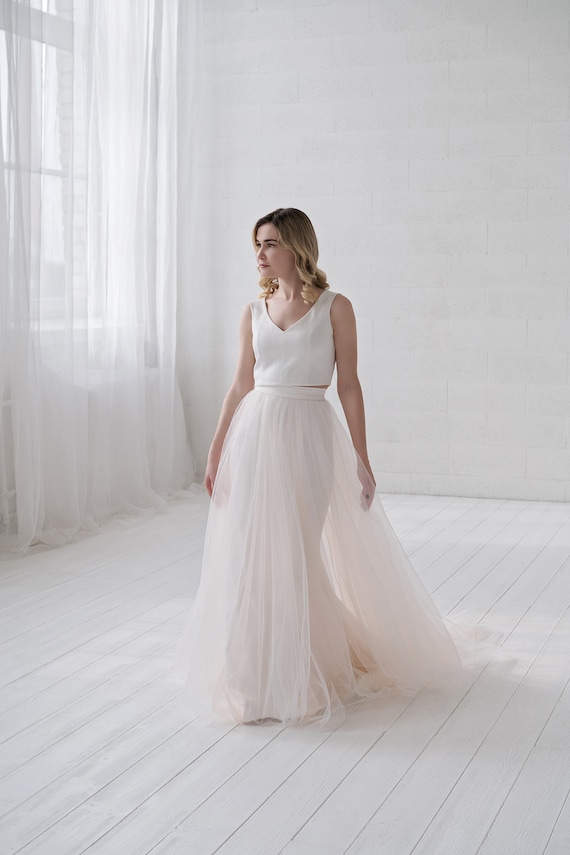detachable tulle overskirt wedding