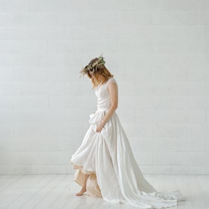 Rhea linen wedding skirt / barn wedding style skirt / natural bridal skirt / bohemian wedding skirt / boho bridal skirt with pockets image 6