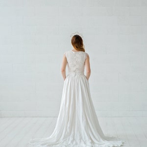 Rhea linen wedding skirt / barn wedding style skirt / natural bridal skirt / bohemian wedding skirt / boho bridal skirt with pockets image 5