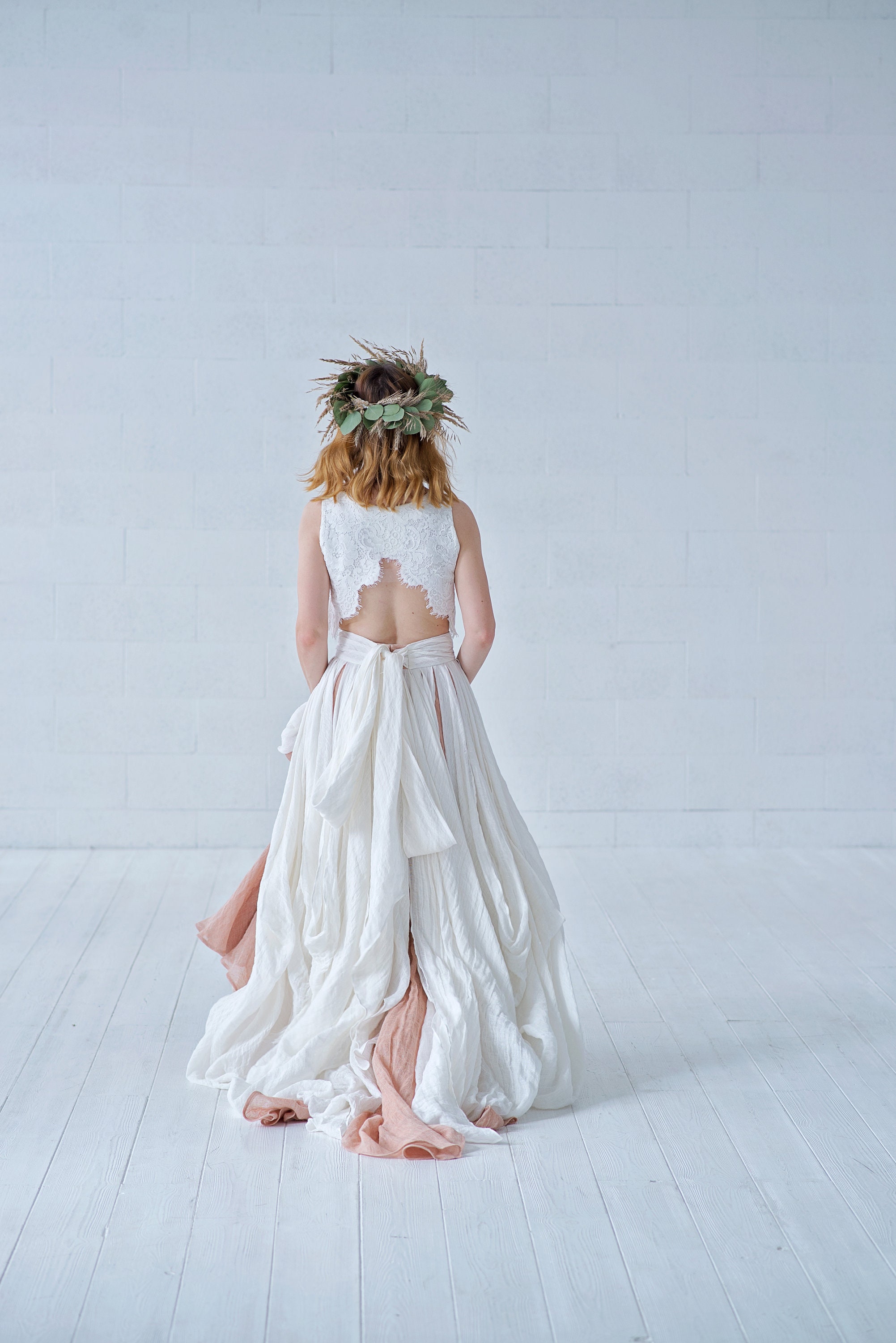 linen hippie wedding dress