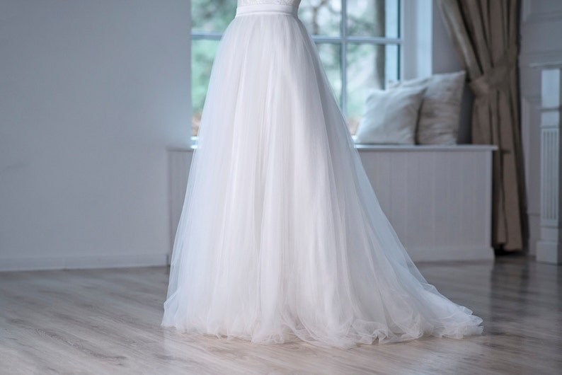 Heather bridal tulle skirt / white tulle skirt / bridal skirt / soft tulle skirt / A line bridal skirt / airy tulle skirt image 3
