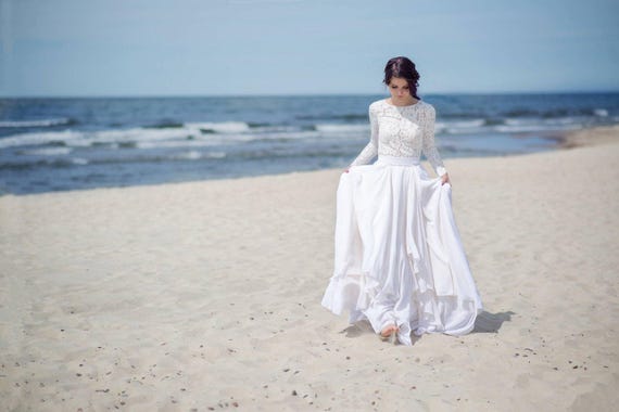 simple two piece wedding dress