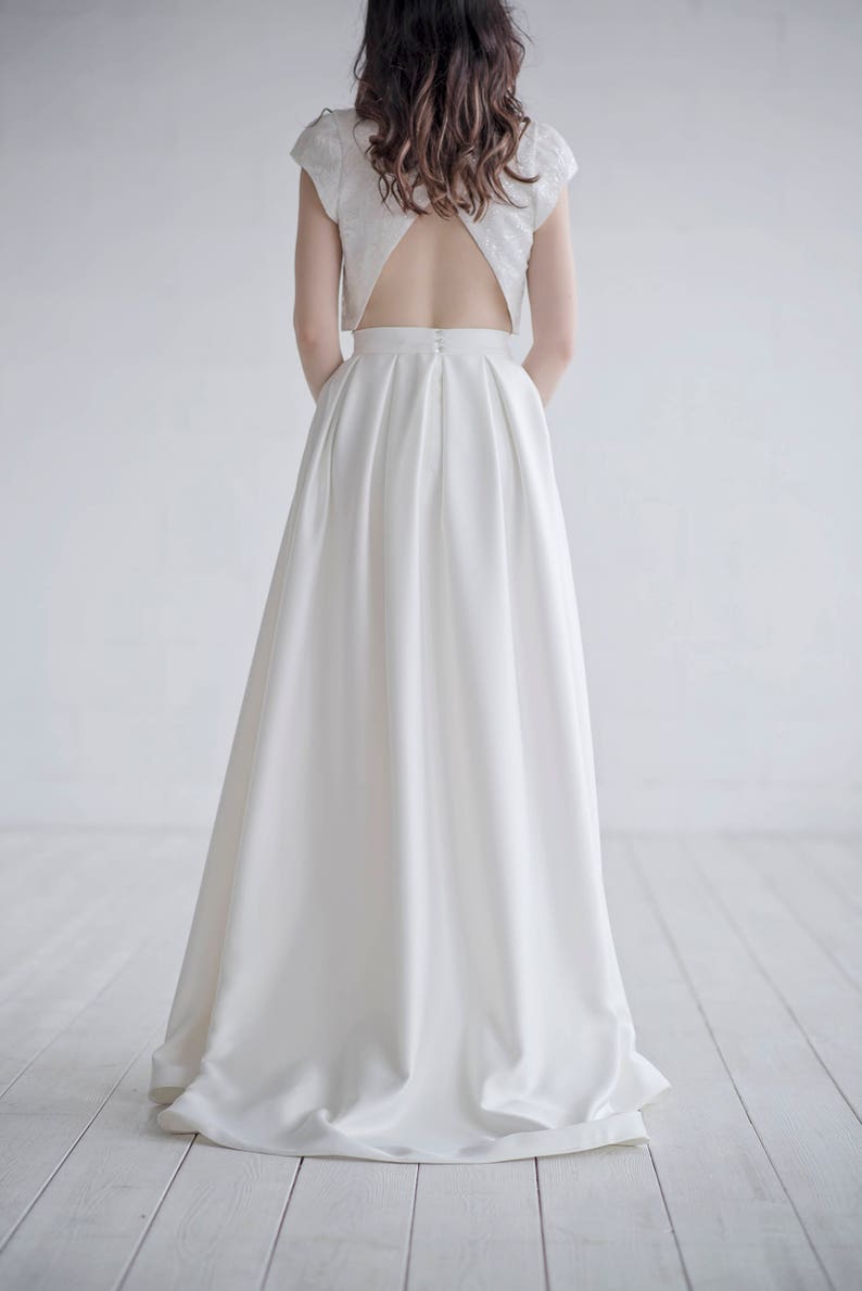 Aiko bridal skirt with pockets / satin wedding skirt with pockets / wedding skirt / satin wedding skirt / ivory bridal skirt / matte skirt image 8