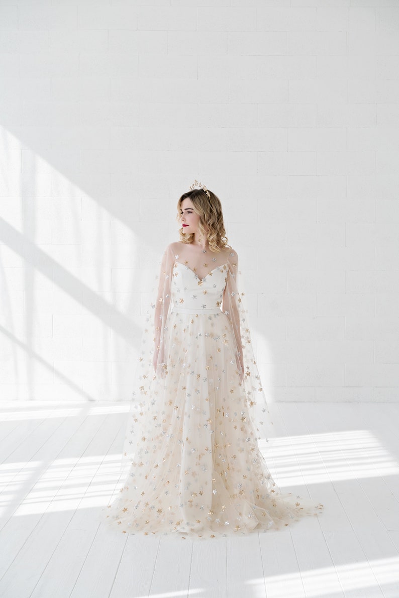 Weddings Category Winner: Etsy Design Awards 2020 Estelle celestial wedding dress / bridal gown with silver and gold sequin stars image 4