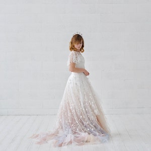 Nayeli - ombre bridal skirt / ombre wedding skirt / unique wedding skirt / colorful bridal skirt / ruffled bridal skirt watercolor design image 8