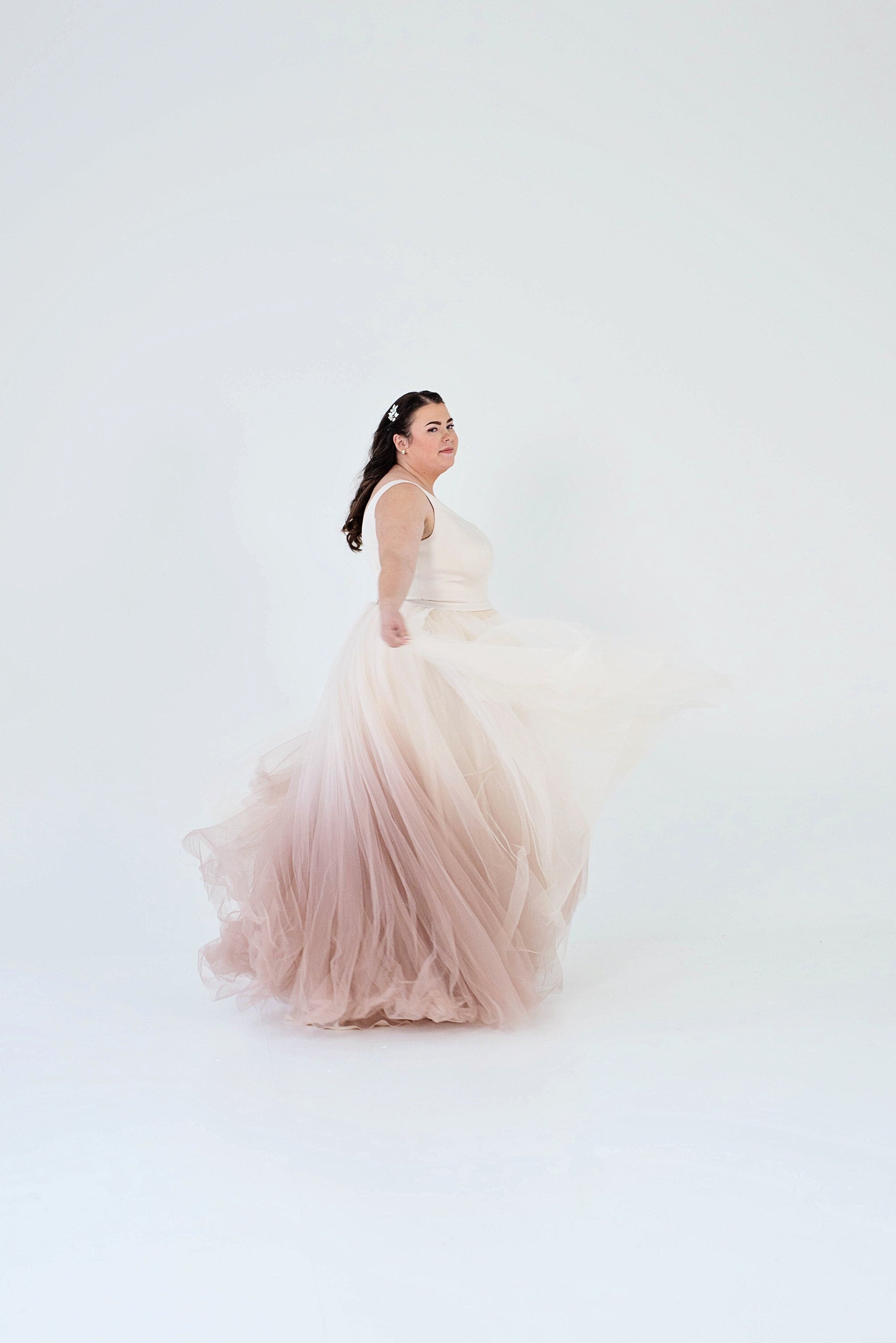 Blue pink ombre pleated skirt hot sale