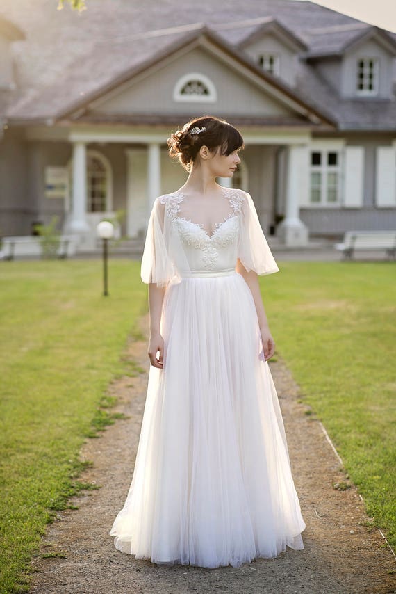 bohemian wedding dress with sleeves