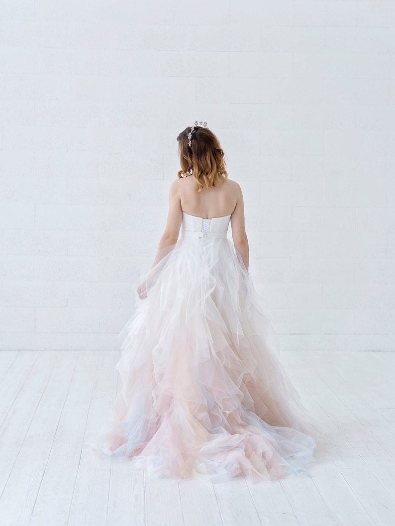 Nayeli - ombre bridal skirt / ombre wedding skirt / unique wedding skirt / colorful bridal skirt / ruffled bridal skirt watercolor design image 5