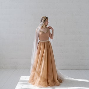 Millaray - Sparkly Gold Glitter Wedding Dress / off the Shoulder Illusion Bridal Gown / Nude