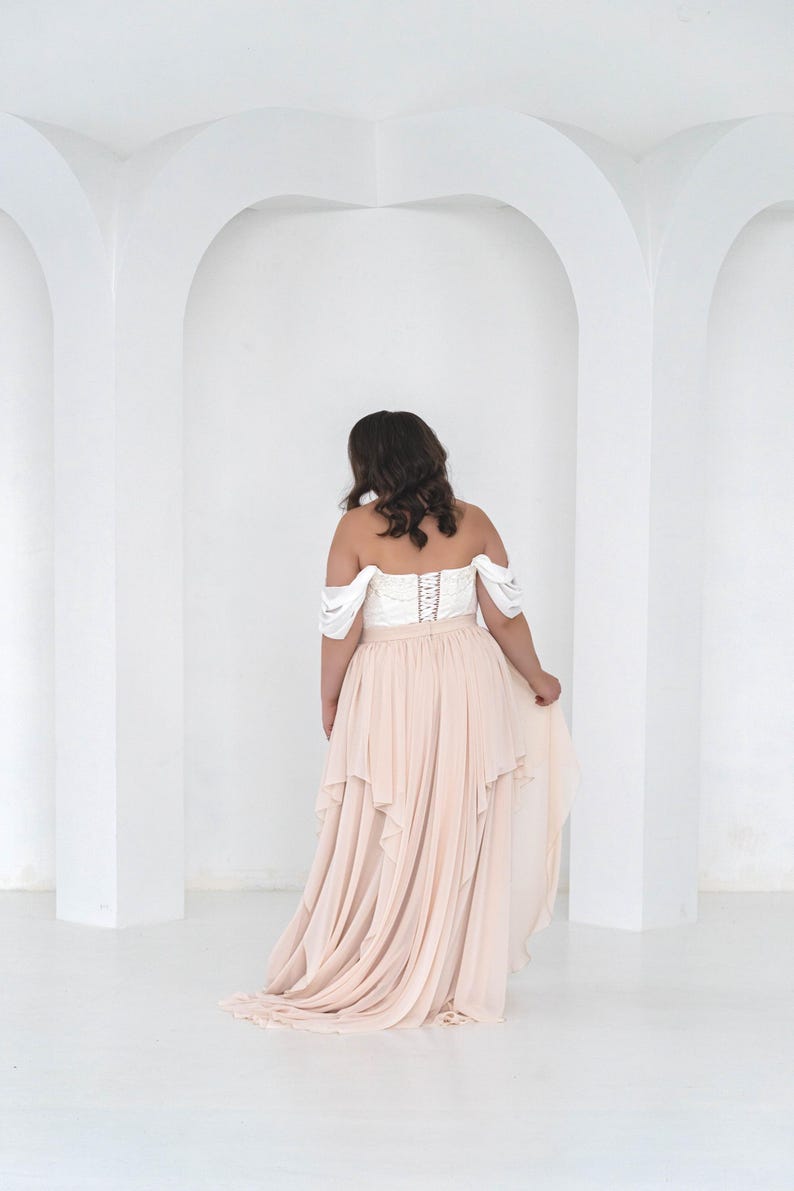 Delphine - bridal chiffon skirt / asymmetrical hemline skirt / flowing chiffon wedding skirt / layered chiffon bridal skirt image 9