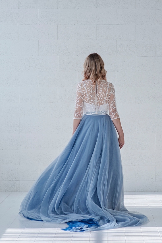blue skirt wedding dress Maris The skirt comes with