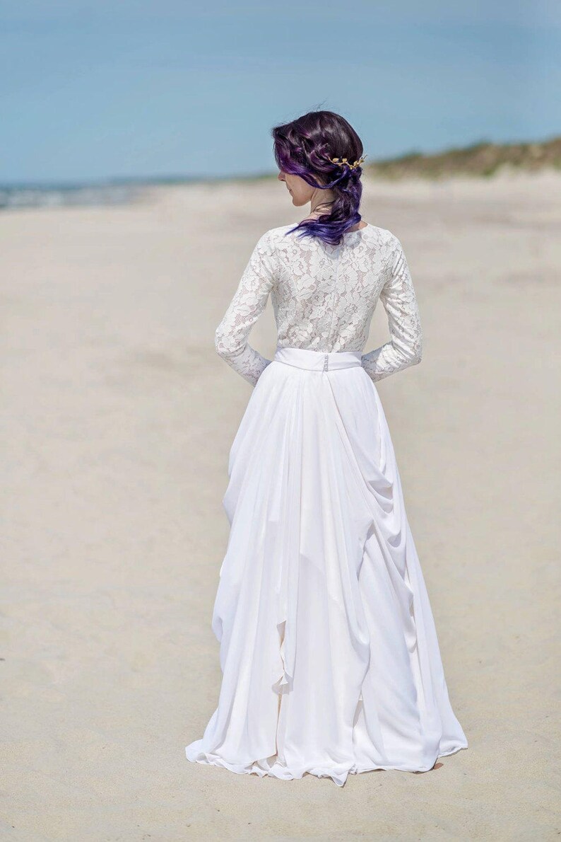 Eirene modest wedding dress / simple wedding dress / bridal separates / two piece wedding dress / winter wedding dress image 4