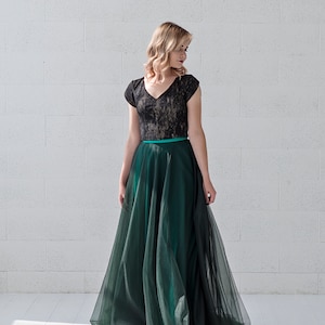 Morgana alter ego emerald and black wedding dress / alternative bride bridal gown / forest green wedding gown / dark green wedding dress image 8