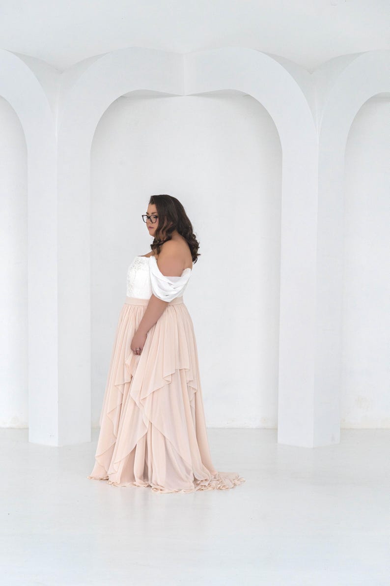 Delphine - bridal chiffon skirt / asymmetrical hemline skirt / flowing chiffon wedding skirt / layered chiffon bridal skirt image 2