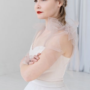 Gaia - bridal corset top with additional removable pieces / off the shoulders bridal top / sweetheart satin corset top / tulle corset