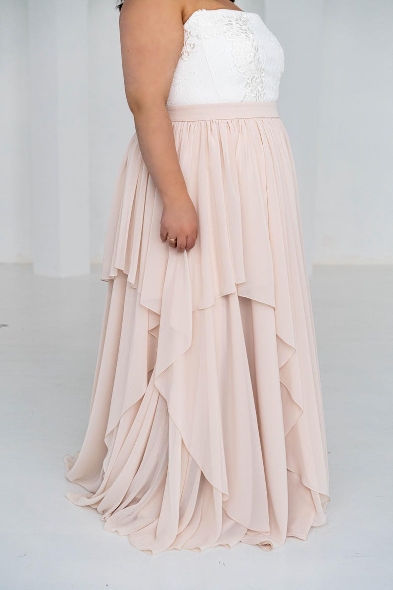 Delphine - bridal chiffon skirt / asymmetrical hemline skirt / flowing chiffon wedding skirt / layered chiffon bridal skirt image 5