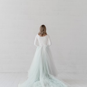 Raina ombre bridal skirt / tulle wedding skirt / bridal skirt / eucalyptus green bridal skirt / sage green tulle skirt with a long train image 2