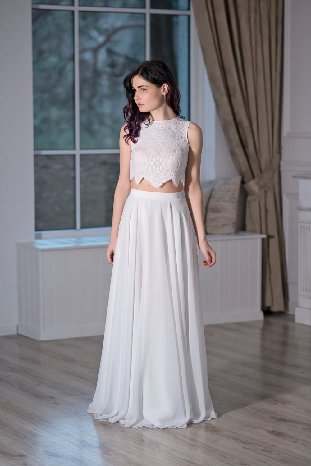 Crop top and deals skirt wedding dress