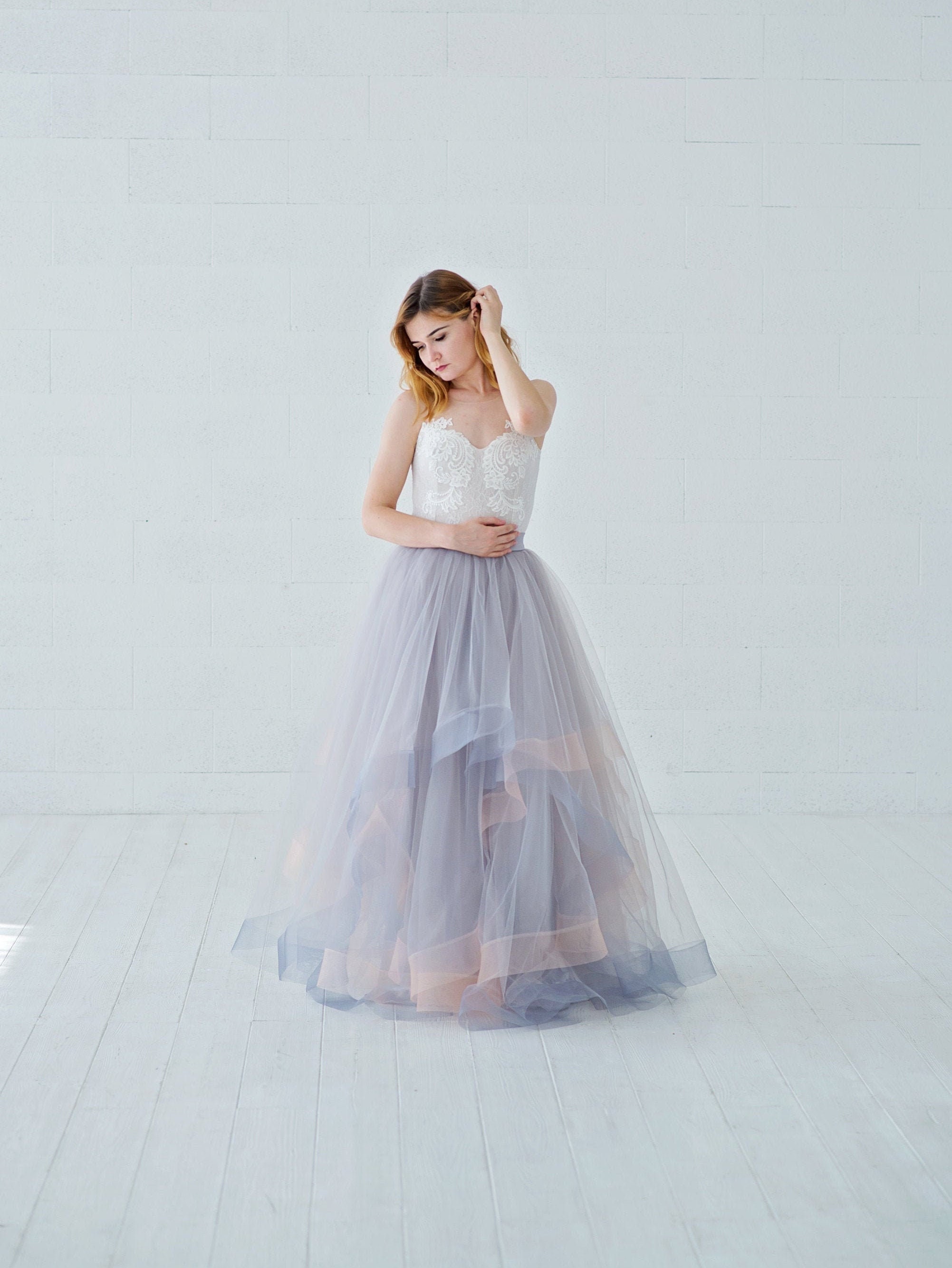 Eleonor - tulle wedding skirt with horsehair braid