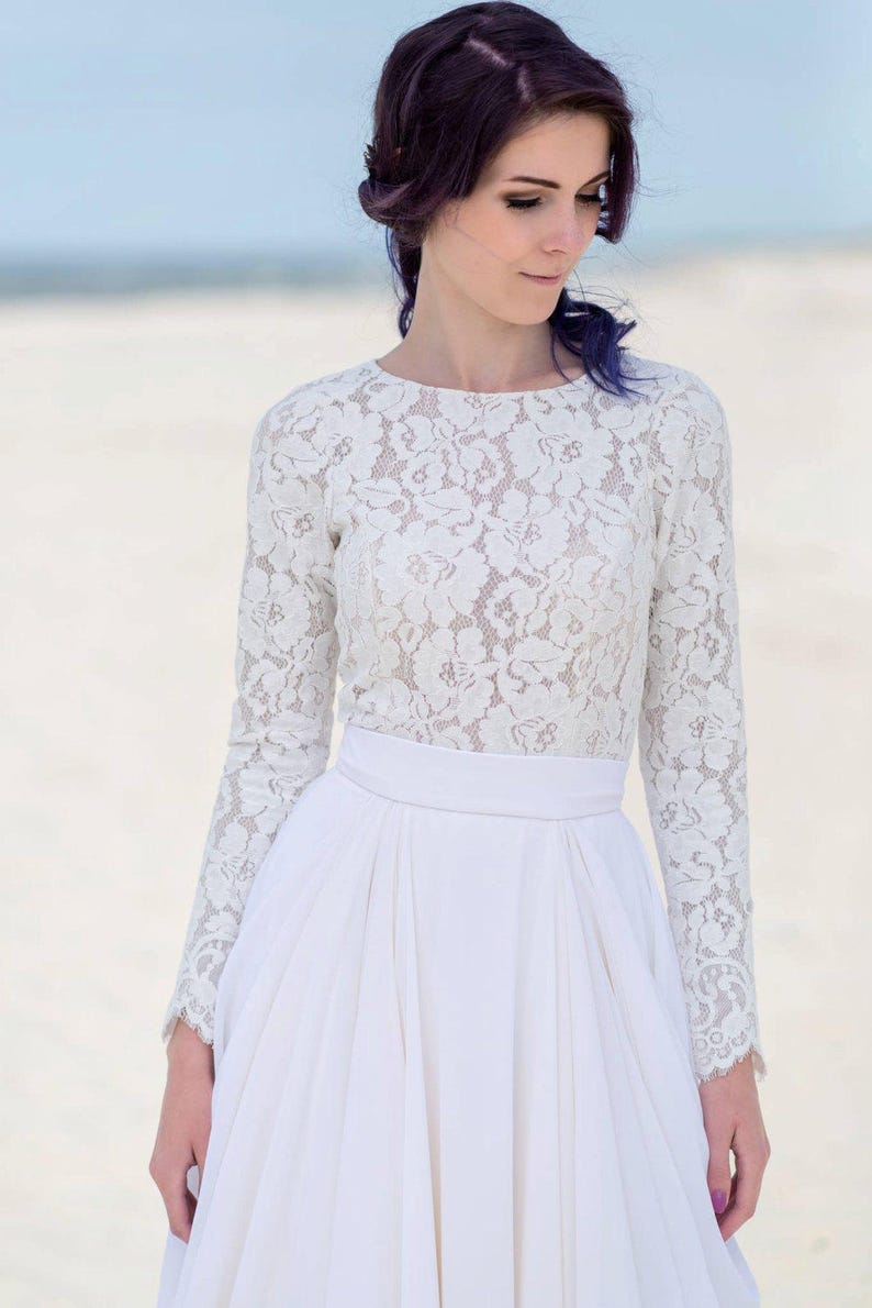 Eirene modest wedding dress / simple wedding dress / bridal separates / two piece wedding dress / winter wedding dress image 3