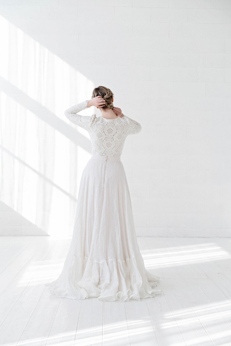 Olivia - cotton and linen wedding dress / rustic wedding dress / barn wedding dress / country bride / linen bridal down / eco wedding dress image 7