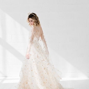 Estelle - celestial wedding skirt / bridal skirt with silver and gold sequin stars / unique wedding skirt in cream star tulle image 9