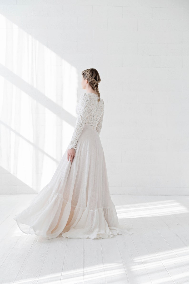 Olivia - cotton and linen wedding dress / rustic wedding dress / barn wedding dress / country bride / linen bridal down / eco wedding dress image 4