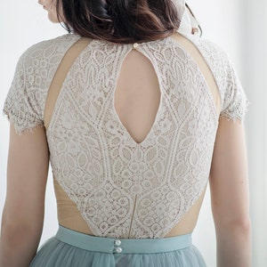 Dolores lace bodysuit / rustic lace top / cream lace top / bridal bodysuit / wedding top / country wedding top / bridal separates image 4