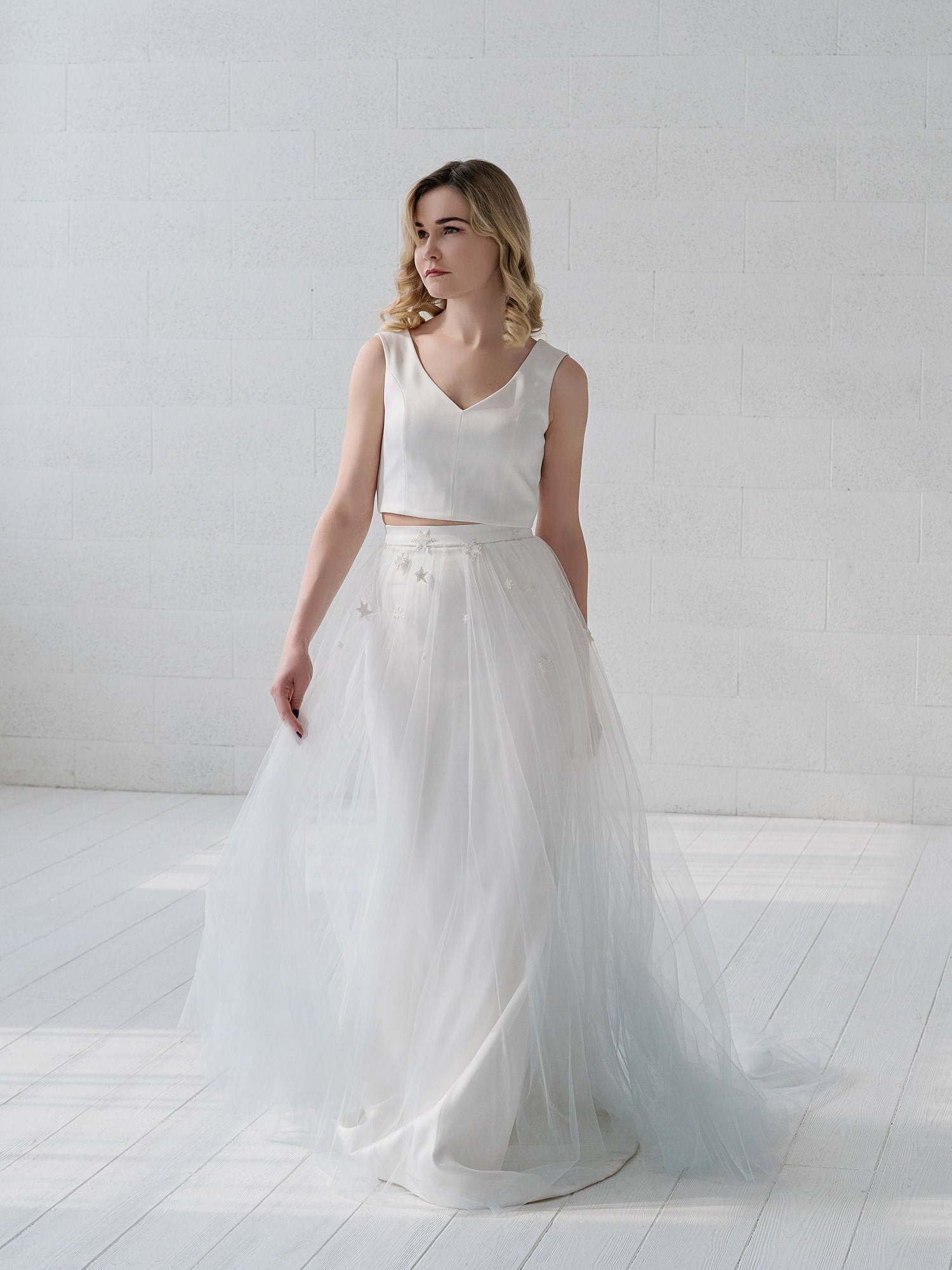 Nova bridal overskirt / celestial wedding dress detachable