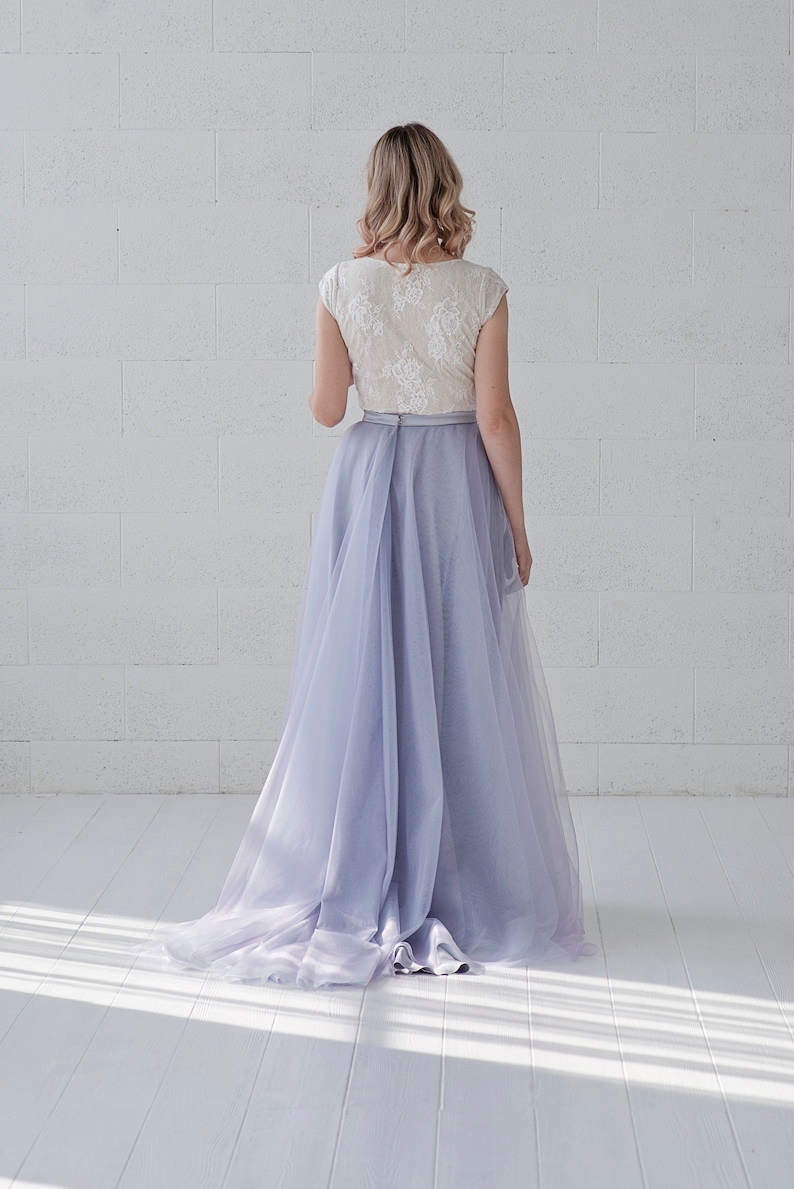 Morgana lavender and blue wedding dress / minimalist bride bridal gown / unique bridal separates / lavender wedding dress / elopement gown image 4