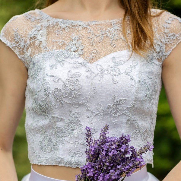 READY TO SHIP: bridal crop top / wedding crop top / crop top / lace top / us size 0