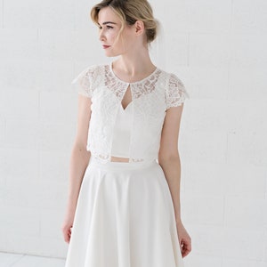 Josephine short wedding dress / simple bridal gown / courthouse wedding dress / sweetheart wedding dress / wedding crop top and skirt image 10