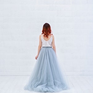 Cora robe de mariée boho / robe de mariée unique / sépare de mariée / robe de mariée de couleur personnalisée / robe de mariée bleu grisâtre / scintillante image 4