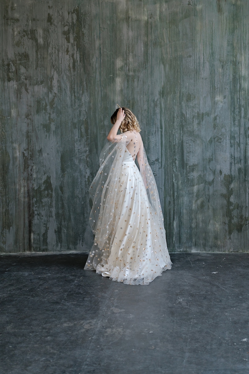 Weddings Category Winner: Etsy Design Awards 2020 Estelle celestial wedding dress / bridal gown with silver and gold sequin stars image 10