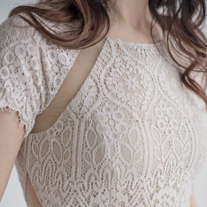 Dolores lace bodysuit / rustic lace top / cream lace top / bridal bodysuit / wedding top / country wedding top / bridal separates image 7