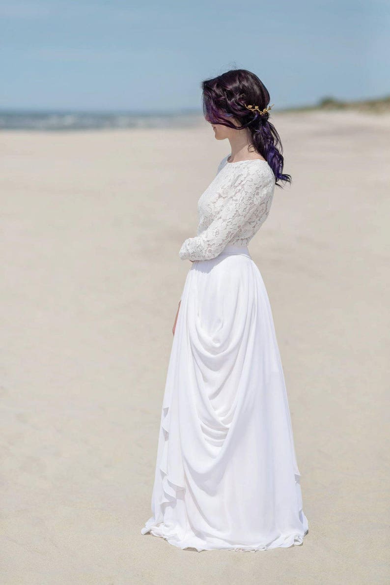 Eirene modest wedding dress / simple wedding dress / bridal separates / two piece wedding dress / winter wedding dress image 5