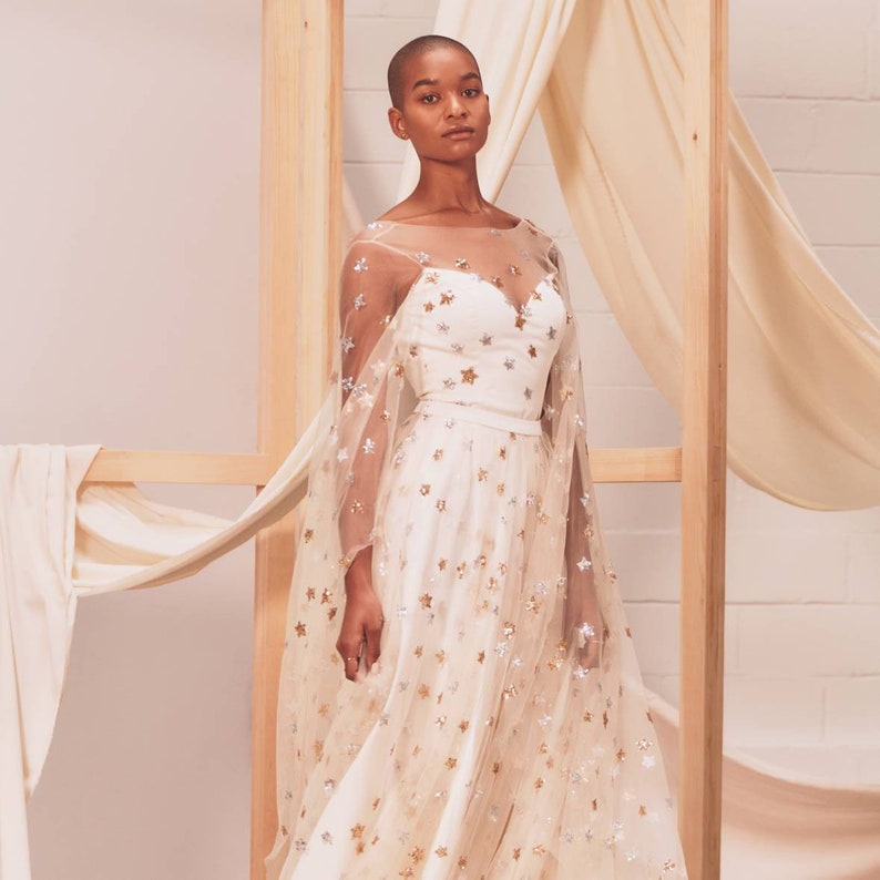 Weddings Category Winner: Etsy Design Awards 2020 Estelle celestial wedding dress / bridal gown with silver and gold sequin stars image 2