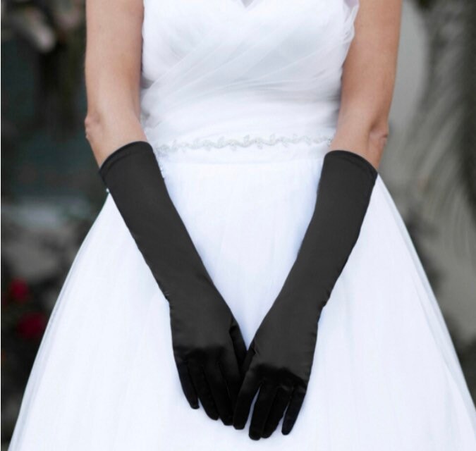 long black evening gloves plus size