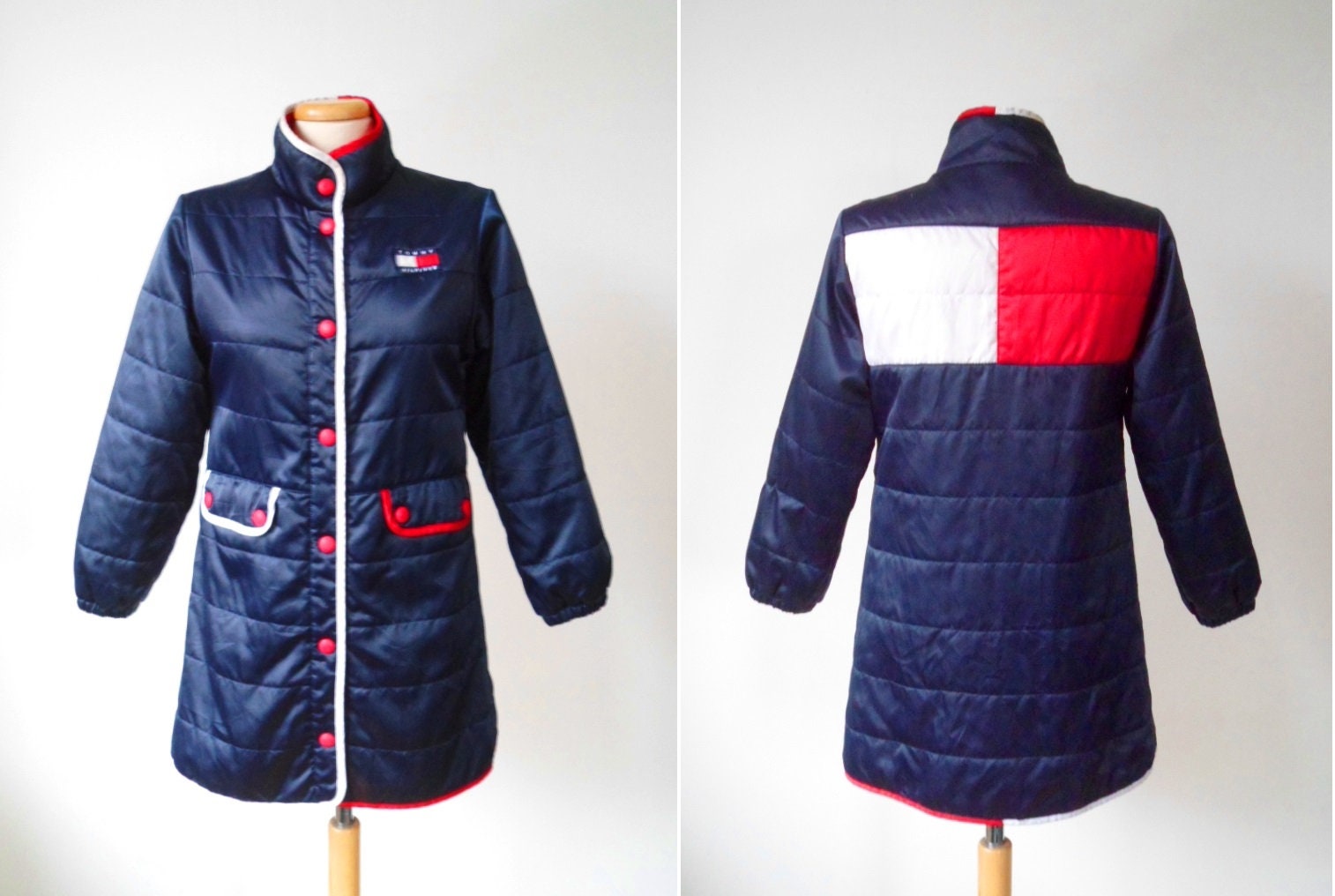 Gianni versace blue quilted puffer coat sale