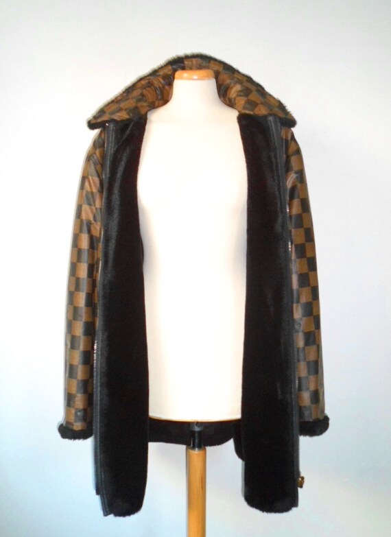 FENDI Rare 2 In 1 90s Reversible Brown Black Chec… - image 2