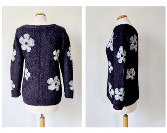 90s Y2K Prada Look Black & White Big Daisy Flower Print Soft