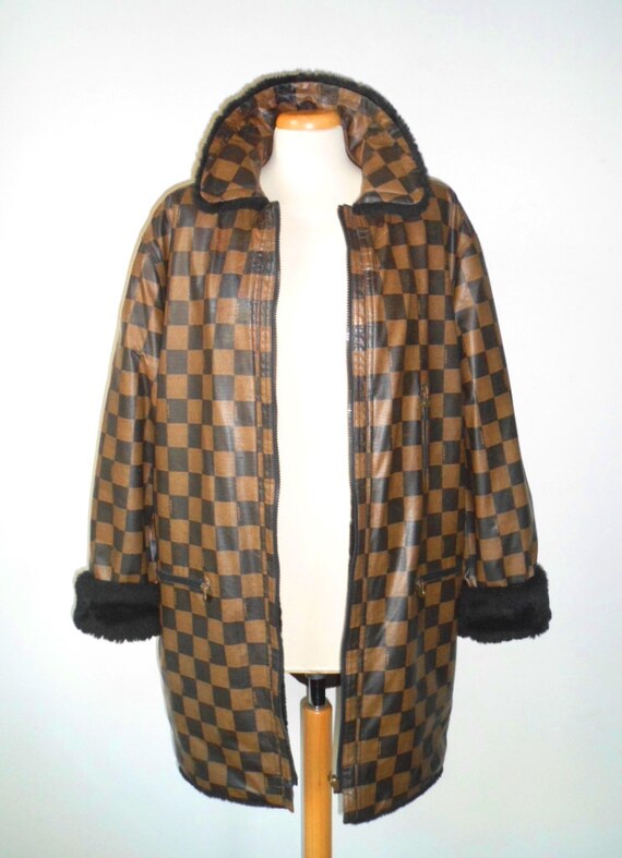 FENDI Rare 2 In 1 90s Reversible Brown Black Chec… - image 5