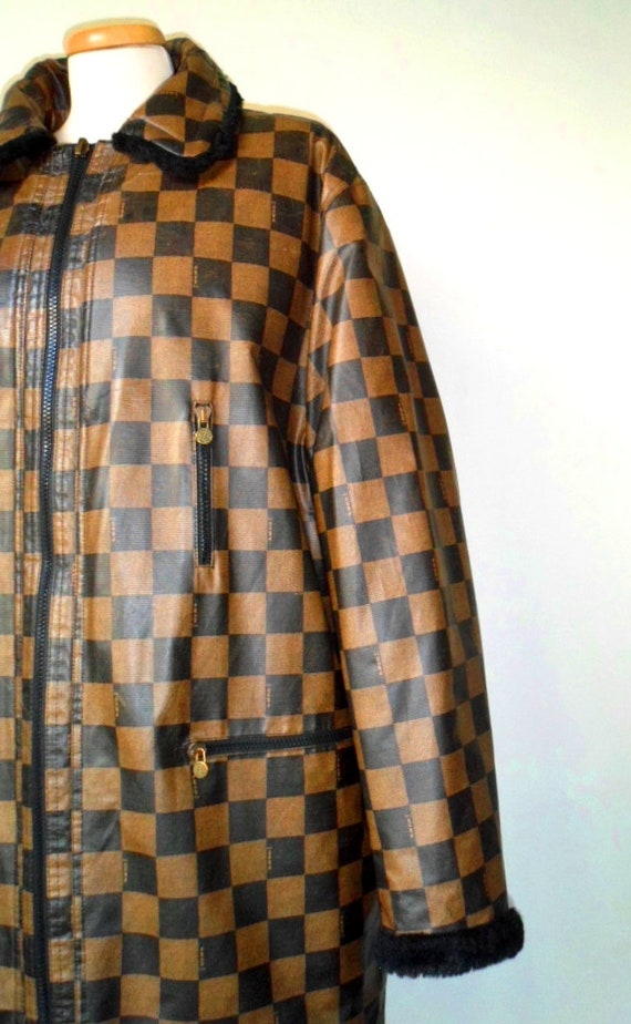 FENDI Rare 2 In 1 90s Reversible Brown Black Chec… - image 7