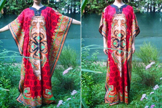 70s Thai South Asian Ethnic Graphic Batik Print A… - image 2