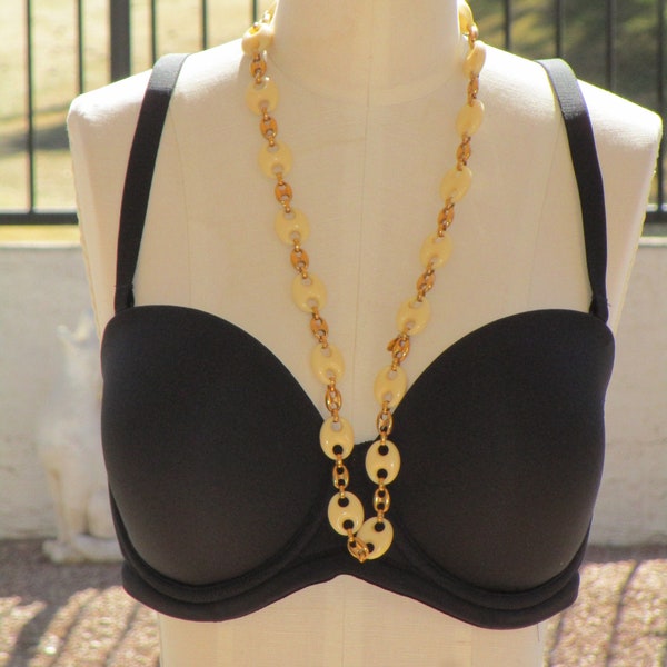 Vendome vintage cream and gold chain necklace