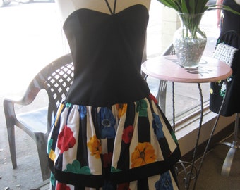 Vintage Lillie Rubin 1980's strapless dress with flowers