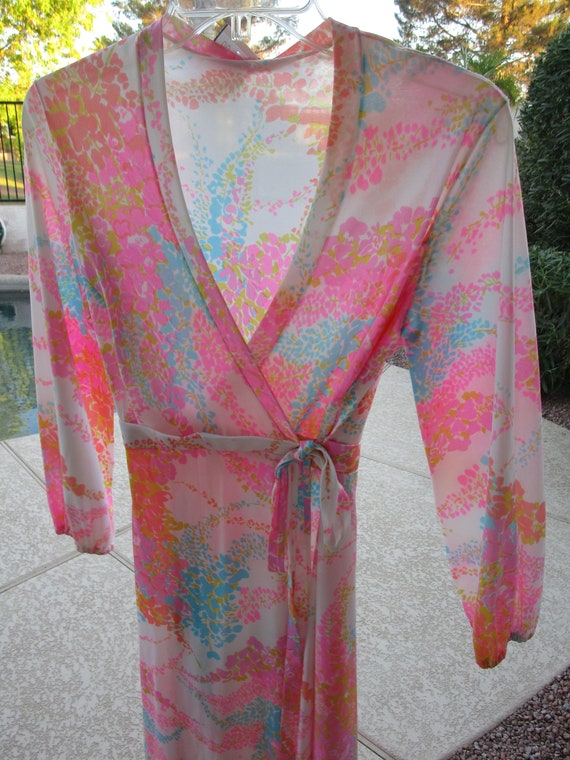 Olga Made in USA colorful lingerie robe duster sw… - image 10